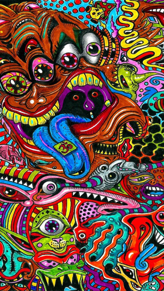 Colorful dog face patterns art - ed roth free wallpaper for mobile