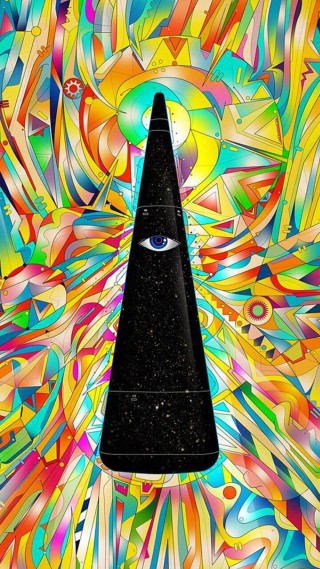 Psychedelic pyramid eye center image - cosmic free wallpaper for mobile