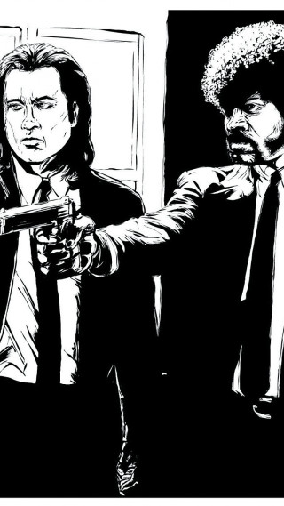 Black white drawing men holding - graphic free wallpaper for mobile