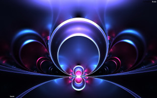 Blue purple hologram fractal crescent - a white center free wallpaper