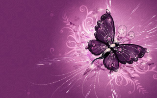 Purple butterfly swirls bubbles background 3 - a white center free wallpaper