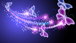 Purple background butterflies flying stars 2 - light effect free wallpaper