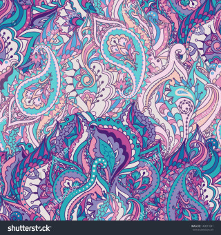 Colorful paisley pattern vibrant designs - a jigsaw puzzle free wallpaper for tablet