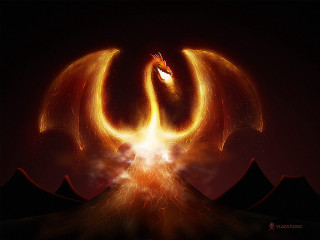 Fire dragon flying wings glowing - its wing free wallpaper for desktop