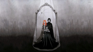 Woman black dress mirror red - brian and wendy froud free wallpaper