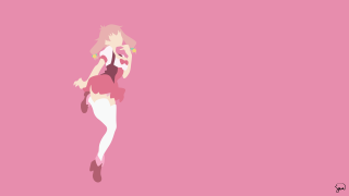 Woman pink dress flying hair - minimalist free wallpaper for desktop