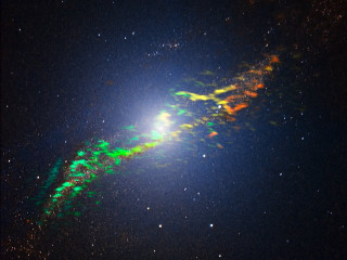 Bright green object sky stars - galaxy free wallpaper