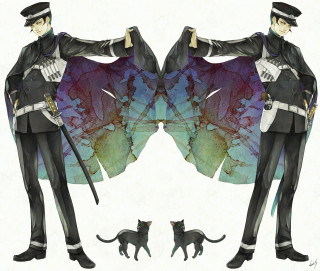 Man uniform cat tail drawing - and a cat free wallpaper