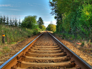 Train track steps end trees - path free wallpaper