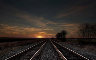 Train track sunset clouds sky 8 - the side of the track free wallpaper