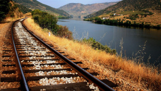Traintrack river mountains autumn sunset - river free wallpaper for desktop