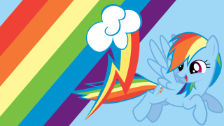 Rainbow pony flying sky cloud - triadic free wallpaper