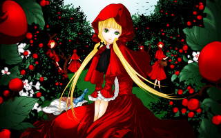 Woman red dress red hat - apple free wallpaper