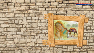 Girl dog brick wall picture - metaphysical free wallpaper