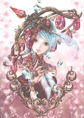 Blue hair woman feather drawing - a feather free wallpaper