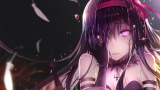 Gothic anime girl long hair - pink eye free wallpaper