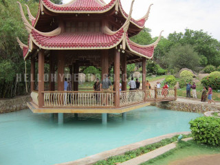 Pavilion people park pond trees - a pond and trees free wallpaper