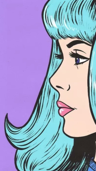 Blue haired woman purple background - claire falkenstein free wallpaper for mobile