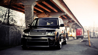 Black range rover parked bridge - luxury free wallpaper for desktop
