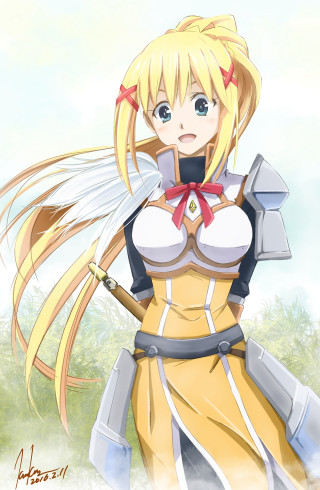 Woman yellow outfit sword sky - a yellow outfit free wallpaper for mobile