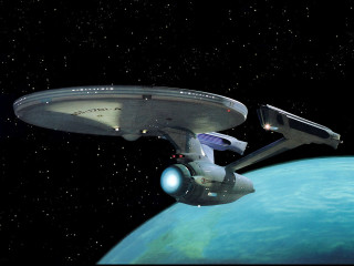 Star trek ship blue planet - scifi free wallpaper for desktop