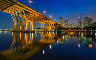 Bridge water city night lights 18 - the bridge free wallpaper for desktop
