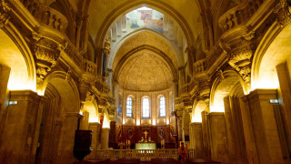 Church stone altar clock wall - interior free wallpaper