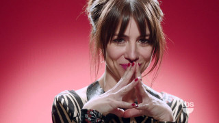 Woman hand gesture red background - a red background behind her free wallpaper