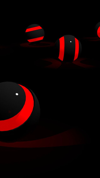 Black red balls dark background - a red circle in the middle free wallpaper