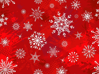 Red snowflake background flowers cherry - free new year wallpaper