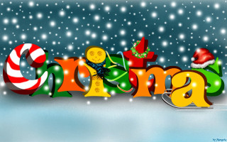 Christmas greeting santa hat candy - naive art free wallpaper