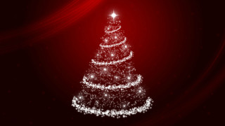 Shiny christmas tree red background - shiny free wallpaper
