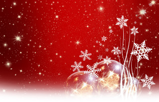 Red background snowflakes stars sky - the bottom free wallpaper for desktop