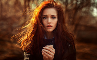 Red haired woman serious look - red hair free wallpaper