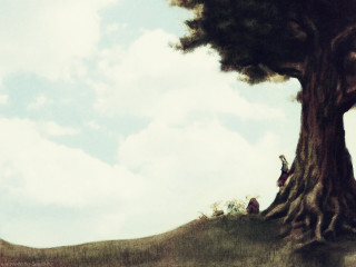 Man under tree hill fantasy - brian and wendy froud free wallpaper