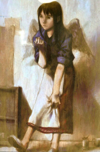 Woman holding bag angel white - free anime wallpaper