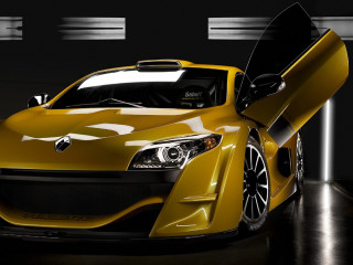 Yellow sports car open indoors - a black wall free wallpaper