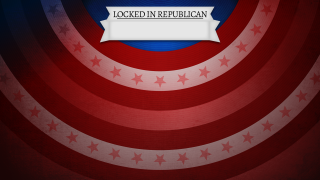 Red white blue locked in - a white sign free wallpaper