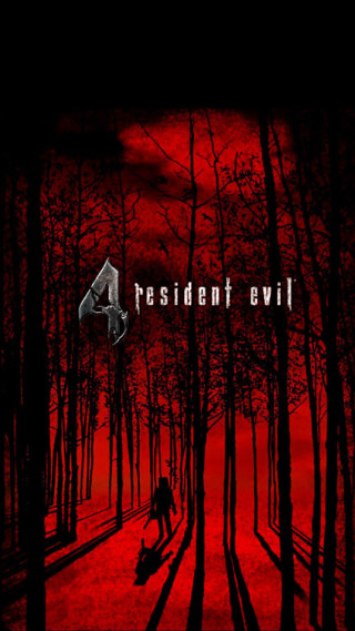 Red background man walking forest - a red sky behind free wallpaper