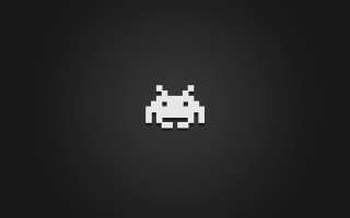 Black white space invader dark 3 - the right side of the image free wallpaper