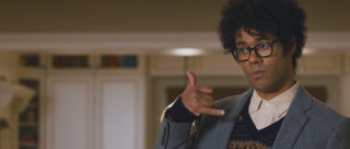 Man suit pointing door afrofuturism - david brewster free wallpaper