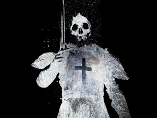Skeleton sword cross black background - a skeleton holding free wallpaper