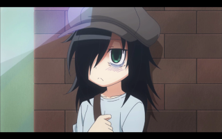 Girl hat brick wall standing - anime free wallpaper