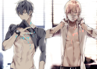 Anime boys shirtless abs tattoo - their shirt free wallpaper