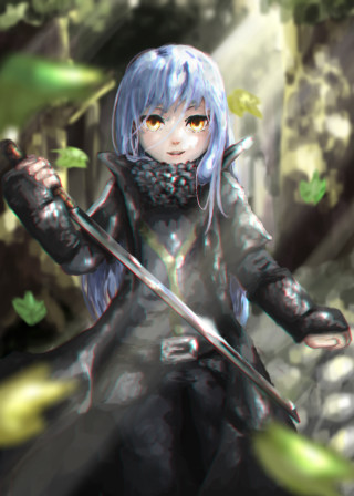 Girl blue hair sword shield - a light shining free wallpaper for mobile