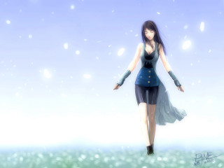 Woman snow dress outstretched digital - final free wallpaper
