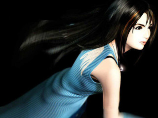 Woman blue dress hair blowing - the wind free wallpaper