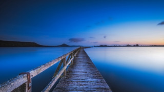 Dock dusk mountain water blue - a long dock free wallpaper