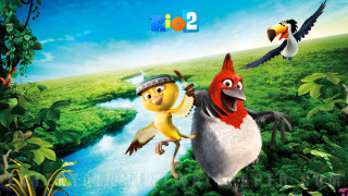 Cartoon character riding bird jungle - his shoulder free wallpaper