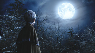 Boy snow moon sky full - full moon free wallpaper